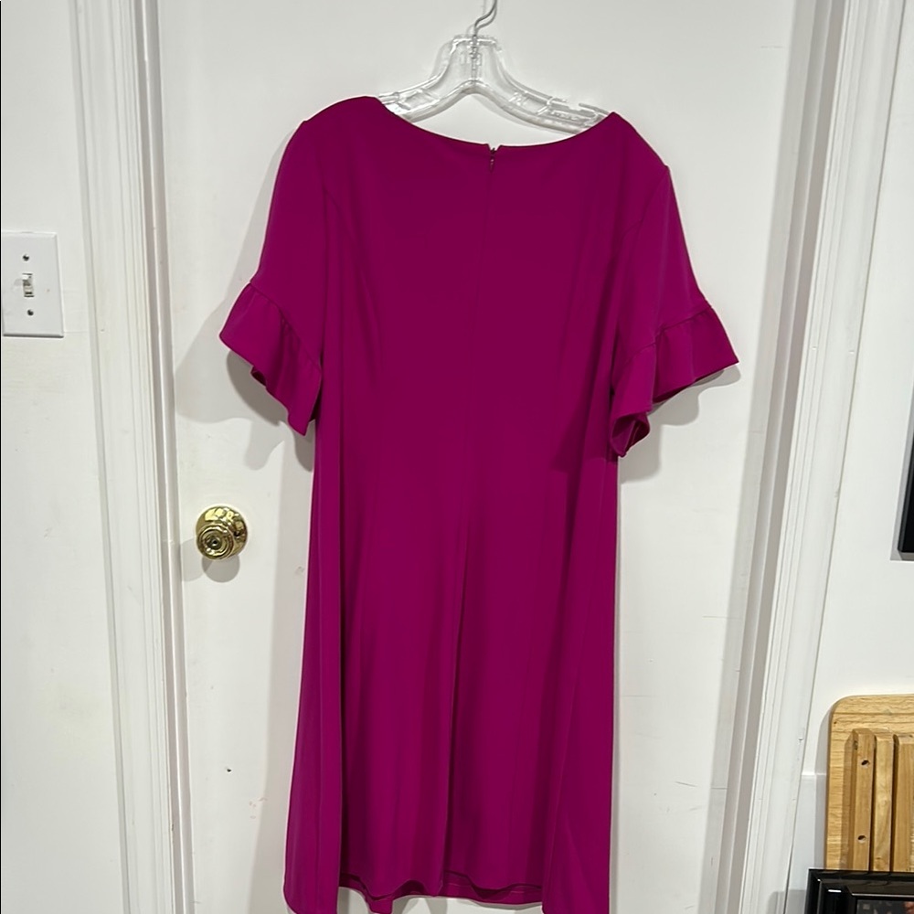Magenta Ruffle Sleeve Dress - Picture 3 of 3